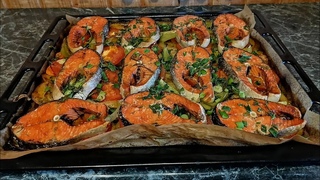 В праздник Благовещение готовлю красную рыбку в духовке с овощами.