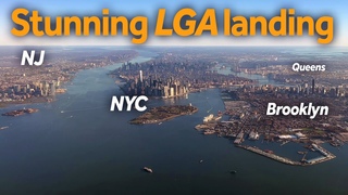 STUNNING view of New York City Skyline before LaGuardia Airport landing
