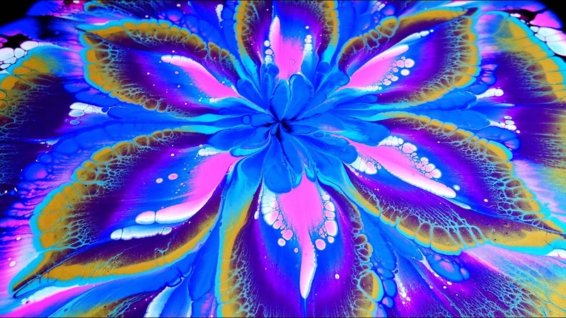 (461) AMAZING acrylic pour FLOWER painting CUP BOTTOM technique Acrylic pouring