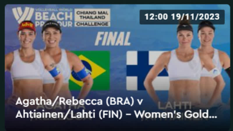 Agatha, Rebecca ( BRA) v Ahtiainen, Lahti ( FIN) Womens Gold Chiang Mai