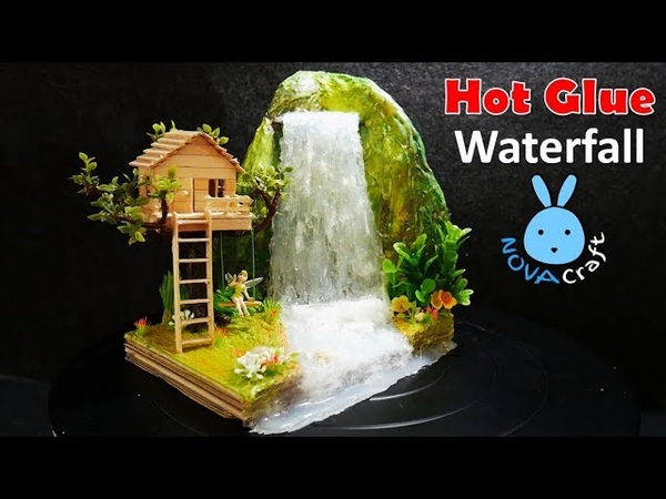 Hot Glue Waterfall mini House Building Tinker Bells Tree house Tutorial Hot Glue NOVA